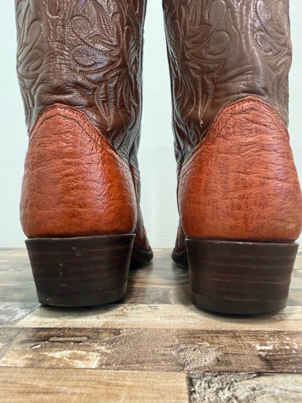 VNTG JUSTIN 9117 Mens Cowboy Boots 11.5D Brown Textured Leather USA Western Cap - Picture 9 of 15